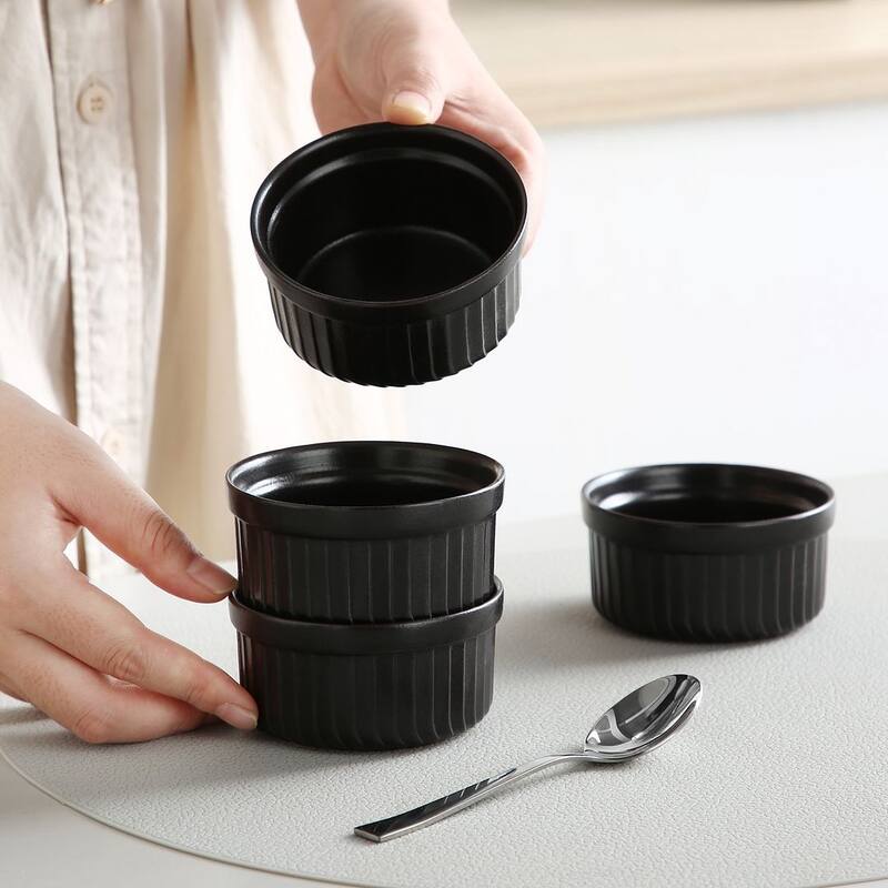 vancasso FORTE 6-Piece Stoneware Matte Black Round Baking Dish