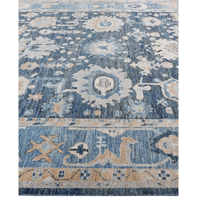 Oushak One-of-a-Kind Hand-Knotted Area Rug - Blue - 9' 1" x 11' 7"
