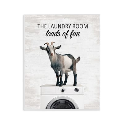 Stupell Loads of Fun Laundry Goat Wall Plaque Art Design By Lettered and Lined