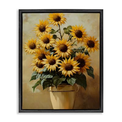 Stupell Sunny Sunflowers Arrangement Framed Floater Canvas Wall Art Design By Franklyn Gregory
