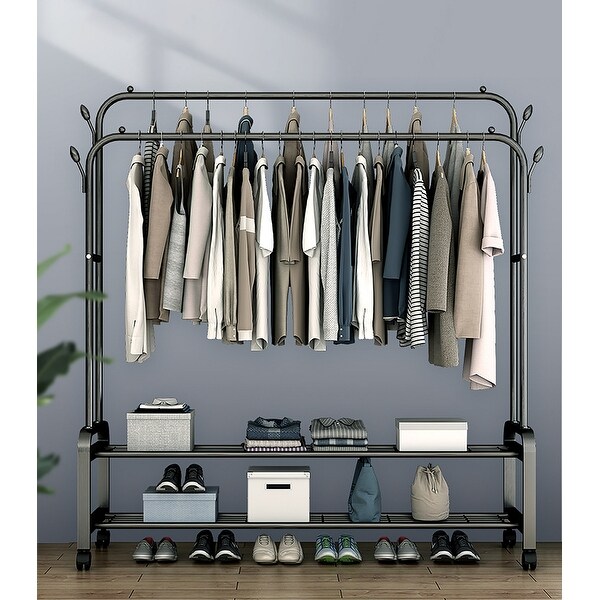 Garment Portable Clothe Rack Hanger With Double Hanger Poles - DoubleHangerPole. Opens flyout.