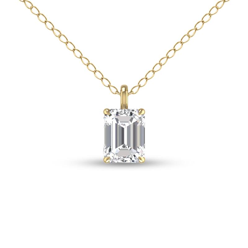 Marquee Lab Grown 1/2 Carat Emerald Solitaire Diamond Pendant in 14K Yellow Gold