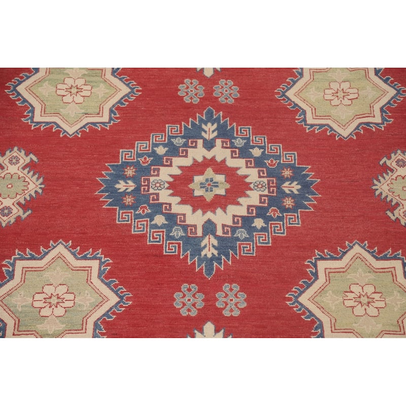 Red Kazak Rug Hand-Knotted Oriental Wool Carpet - 8'2"x 12'2"