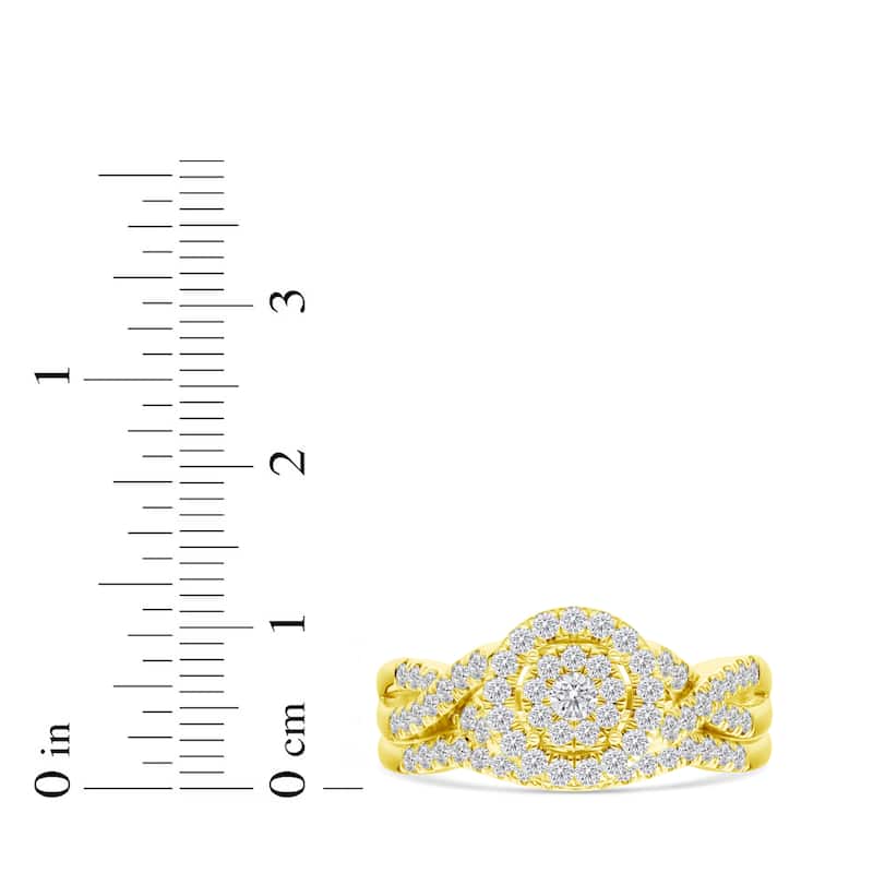3/8Ct TDW Diamond Halo Twist Shank Bridal Set in 10K Gold for Women