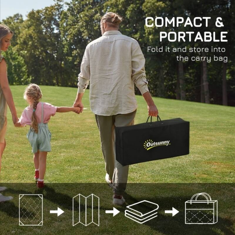 Reversible Outdoor Rug Black and White Clover Pattern UV Protected Foldable RV Camping Patio Beach Mat - 143.7" L x 107.9" W