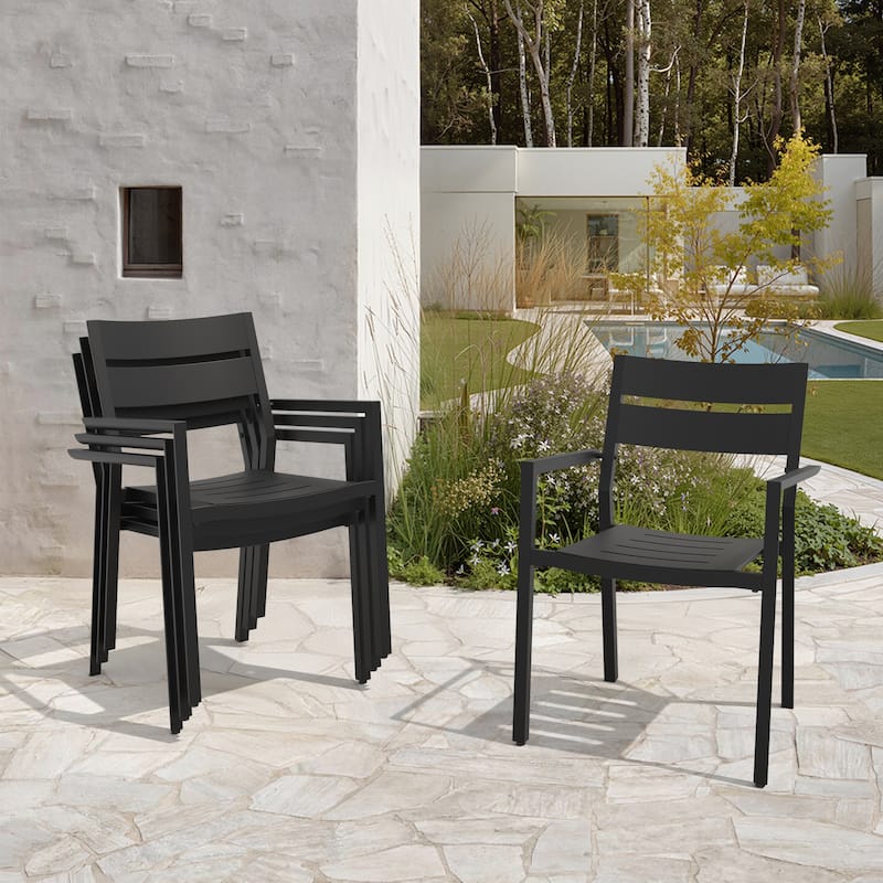 VredHom Outdoor Patio Dining Chairs Aluminum Stackable Armchair