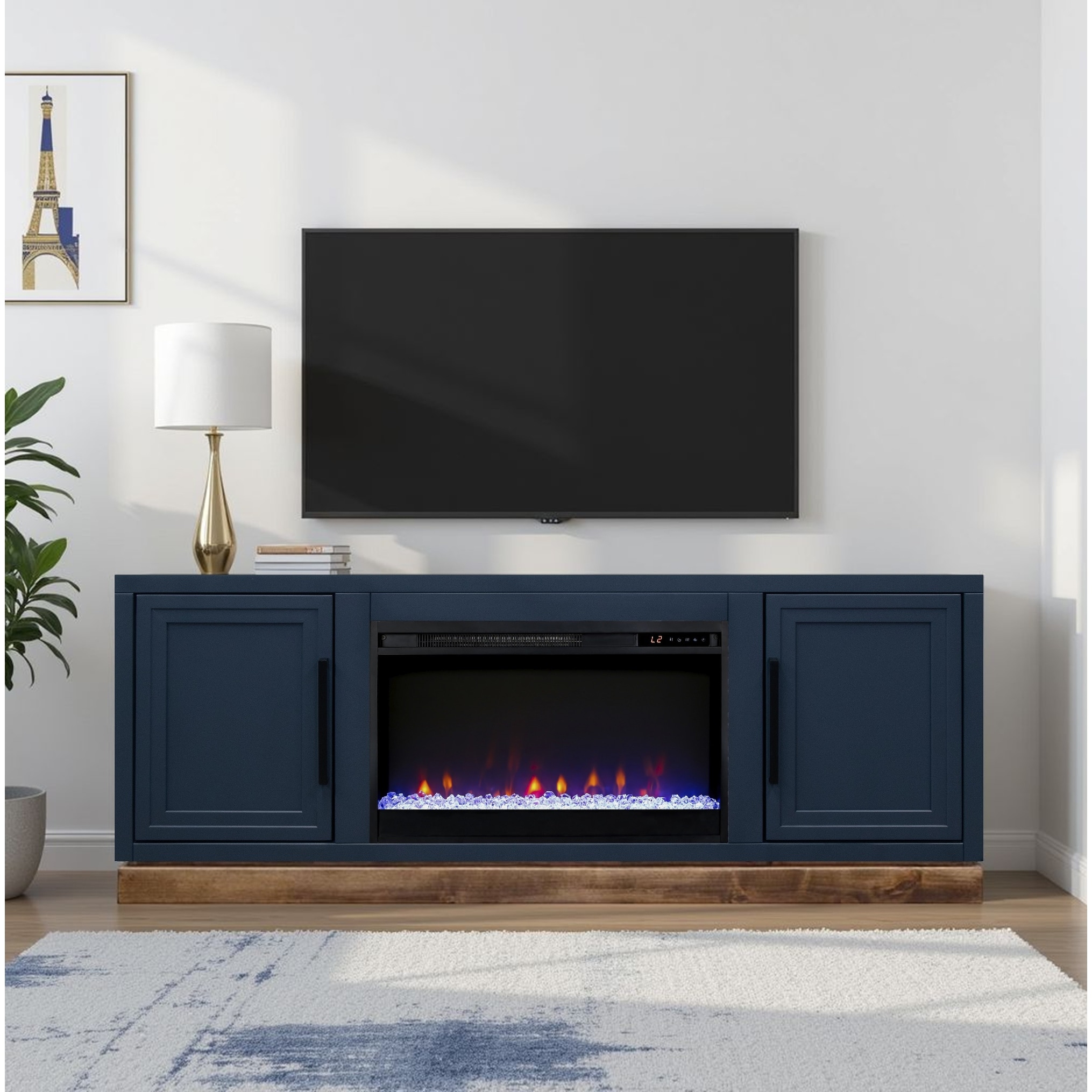 Bridgevine Home Nora 64 inch Fireplace TV Stand, for TVs up to 85