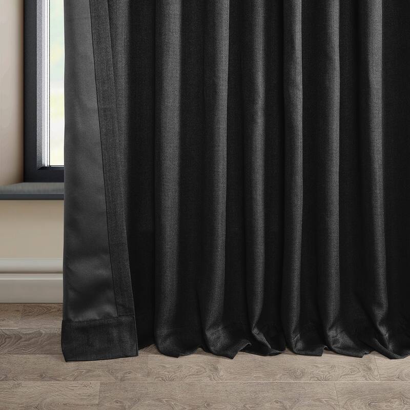 Exclusive Fabrics Faux Linen Extra Wide Room Darkening Curtain Panel