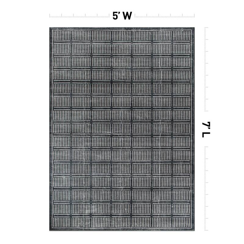 World Rug Gallery Bohemian Stripe Lines Washable Non Slip Area Rug