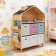 preview thumbnail 3 of 13, Fortune Candy House-Shaped Kids Storage Cabinet with Fabric Bins, Multi-Compartment Toy & Book Organizer, Vertical Design 45.7'' H