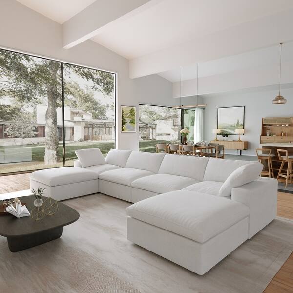 Cloud Modular Sectional Sofa with 2 Storage Ottomans,160.6" Down Filled Comfort U Shaped Sofa Couch for Living Room
