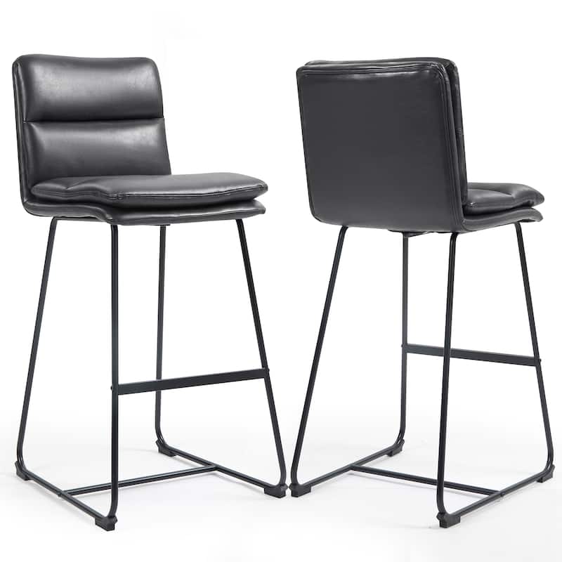 Set of 2 Aulani Upholstered Metal Frame Bar Stool - Grey
