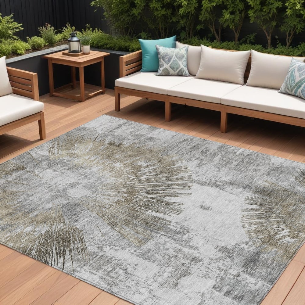 HomeRoots Abstract Transitional Rectangle Outdoor Rug