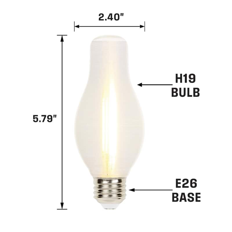Westinghouse Lighting 6.5-Watt (60-Watt Equivalent) Clear Spun-Satin Glowescent H19 Dimmable LED Light Bulb, Medium Base, 6 Pack