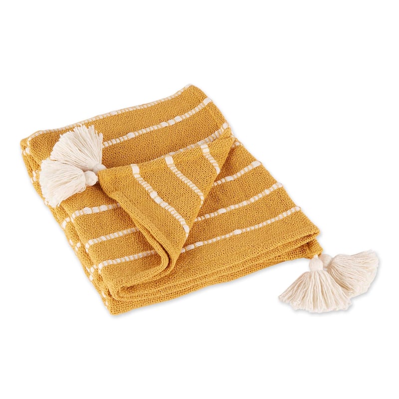 DII Slub Stripe Throw - Honey Gold & Off-White