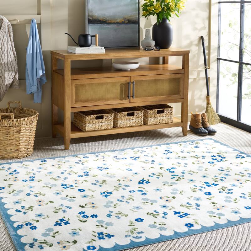 Martha Stewart Deshka Machine Washable & Slip Resistant Rug - 4' x 6' - Ivory/Light Blue