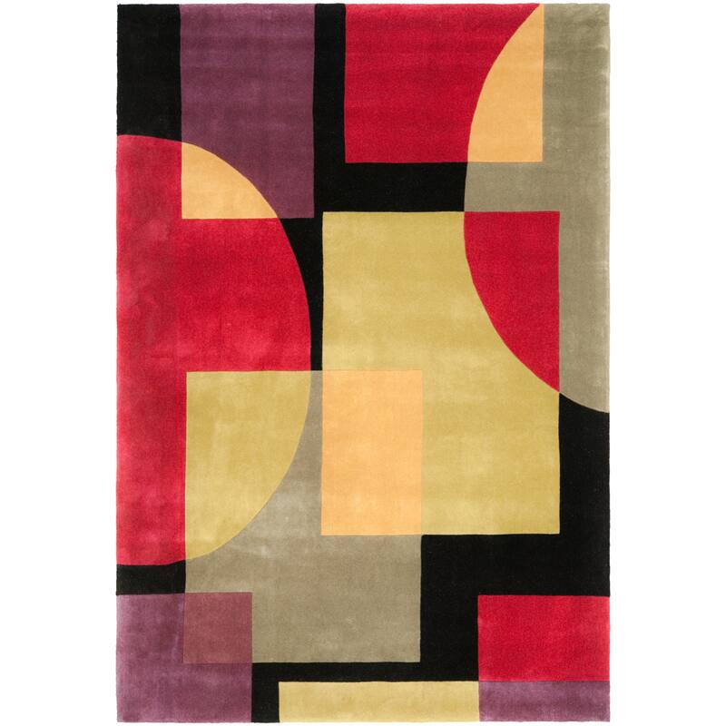 SAFAVIEH Handmade Rodeo Drive Shae Mid-Century Modern Abstract Wool - 7' 6" x 9' 6" - Black/Grey - Rectangle