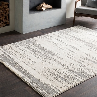 Livabliss Teddy Grey Abstract Modern Area Rug