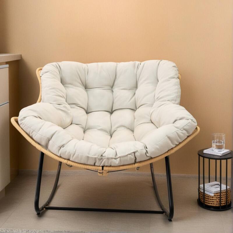 Outdoor Rocking Chair, Patio Egg Rocking Chair, Indoor Papasan Chair, Rattan Wicker Lounge Chair, Modern Royal Chair