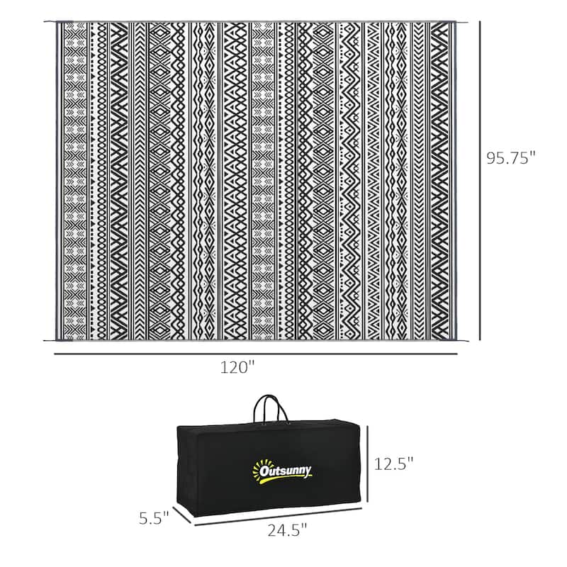 Outsunny Reversible Outdoor Rug, 8' x 10' Waterproof Plastic Straw Floor Mat, Portable RV Camping Carpet