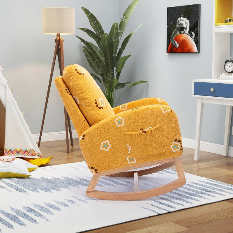 Nursery Rocking Chair High Back Accent Rocker for Living Room