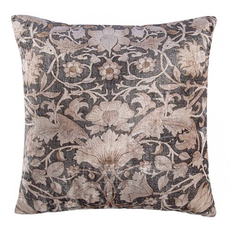 Baroque Leaf Velvet Embroidered Square Decorative Throw Pillow