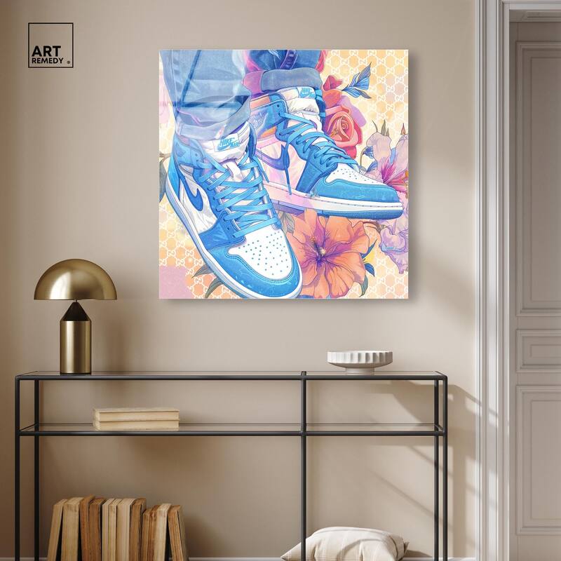 Sneakers in Bloom Acrylic by Art Remedy, Ready to Hang