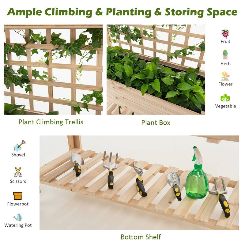 Gymax Raised Garden Bed Mobile Elevated Wooden Planter Box w/ Wheels