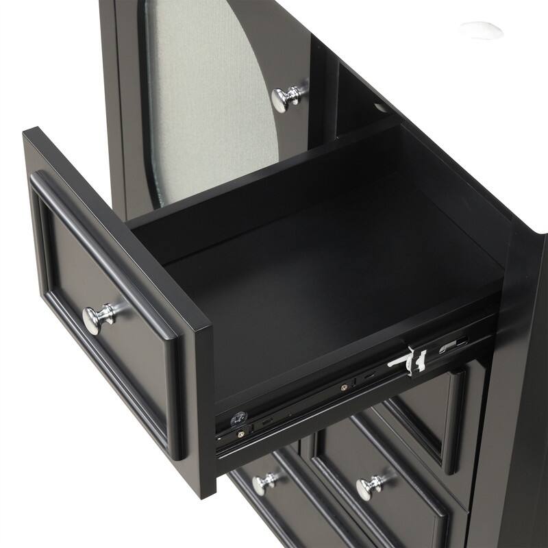 30" Stylish Bathroom Vanity with Sink, Bathroom Storage Cabinet with 3 Drawers, Solid Wood Frame and Glass Door