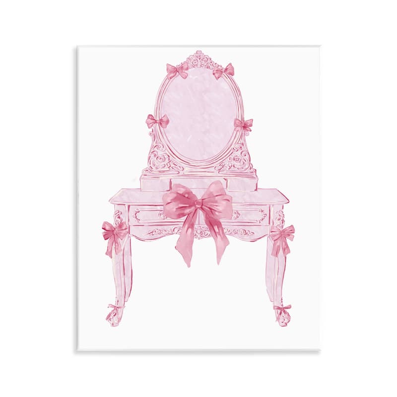 Stupell Lovely Pink Vanity with Bows Wall Plaque Art Design By Ziwei Li - 11 x 14