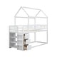 preview thumbnail 11 of 9, House Bed with Roof Design Twin/Twin House Bunk Bed With Shelves And Drawers,Sturdy Construction Loft Bed