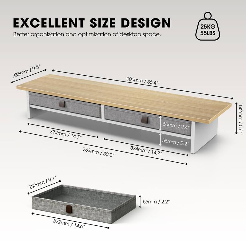 Fenge Dual Monitor Stand, 2 Tiers Monitor Riser for Desk