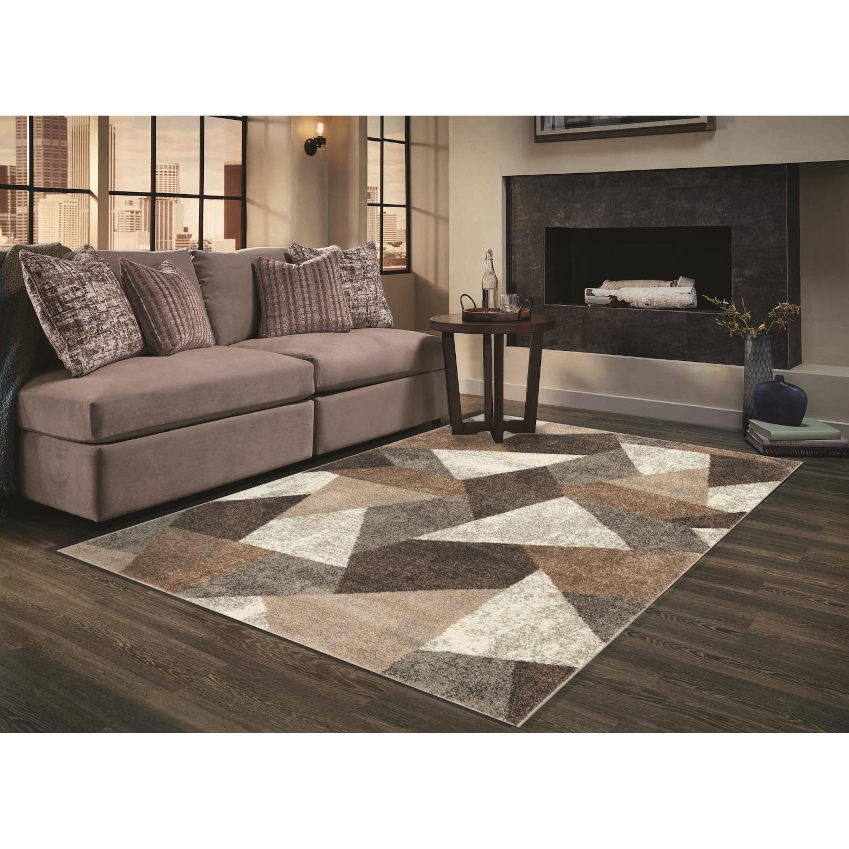 MDA Rugs Bora Collection Abstract Geometric Triangle Area Rug