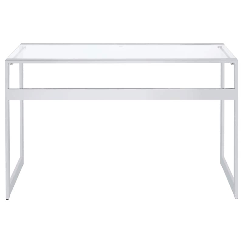 Hartford 47-inch Glass Top Writing Desk Chrome