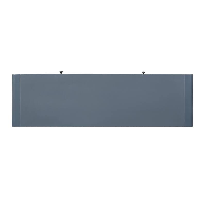 Birch Veneer Curved Console Table with 2 Storage Drawers, Wooden Entryway Table Hallway Tables Accent Table Sofa Table Navy Blue