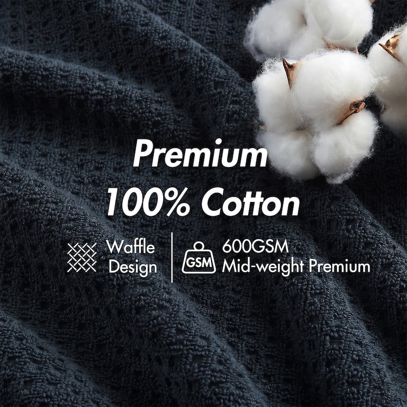 Madison Park Spa Waffle Cotton Waffle Jacquard Antimicrobial Bath Towel 6 Piece Set