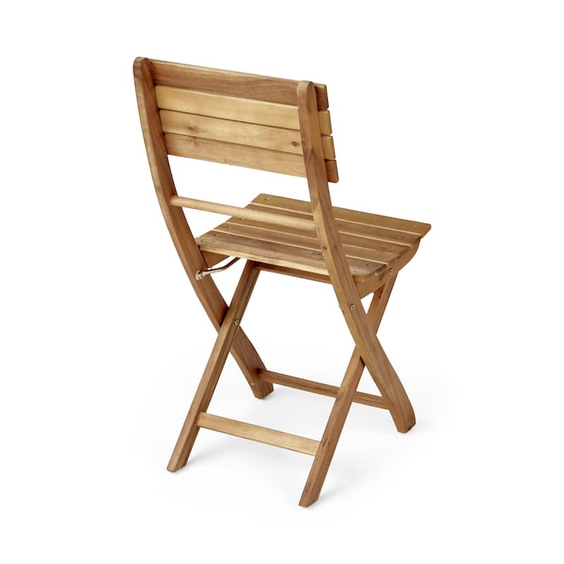 Roomfitters Outdoor Acacia Wood Folding Dining Chairs Set of 2/4 with Slatted Seat and Backrest for Patio or Garden