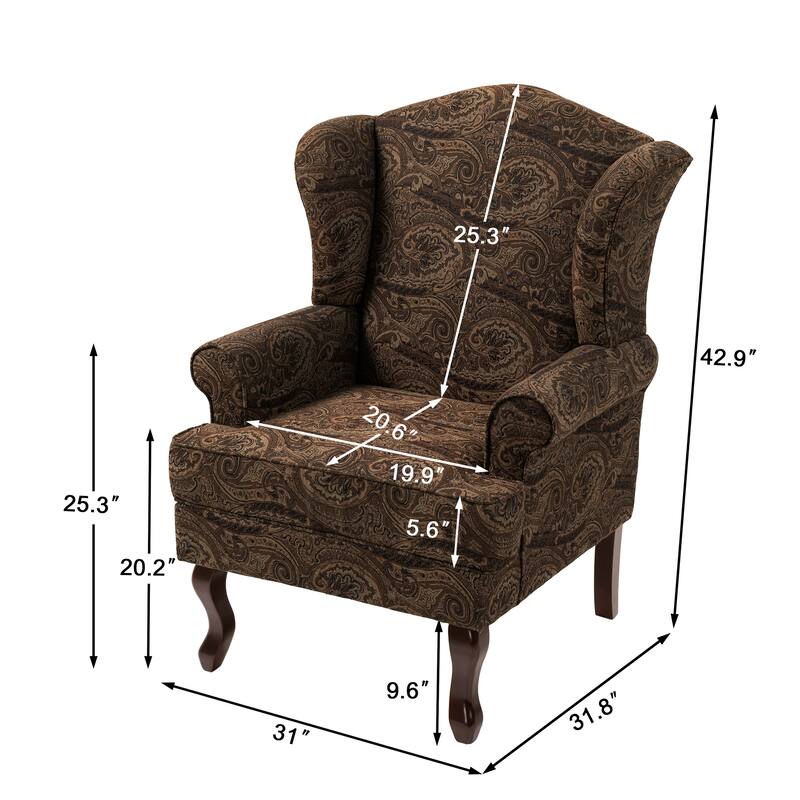 Mid-Century Modern Upholstered Wingback Accent Chair