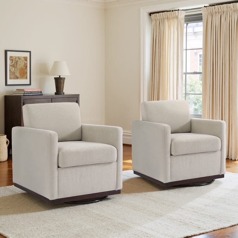 Modern Upholstered Swivel Accent Armchair Set of 2 - Sand/ Chenille