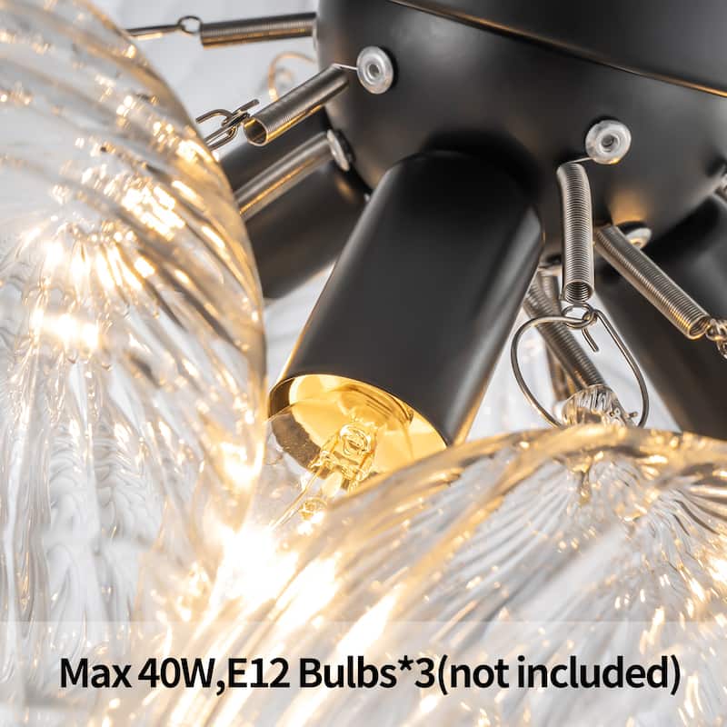 Starsky 3-Light 17in. Contemporary Glass Bubble Semi Flush Mount
