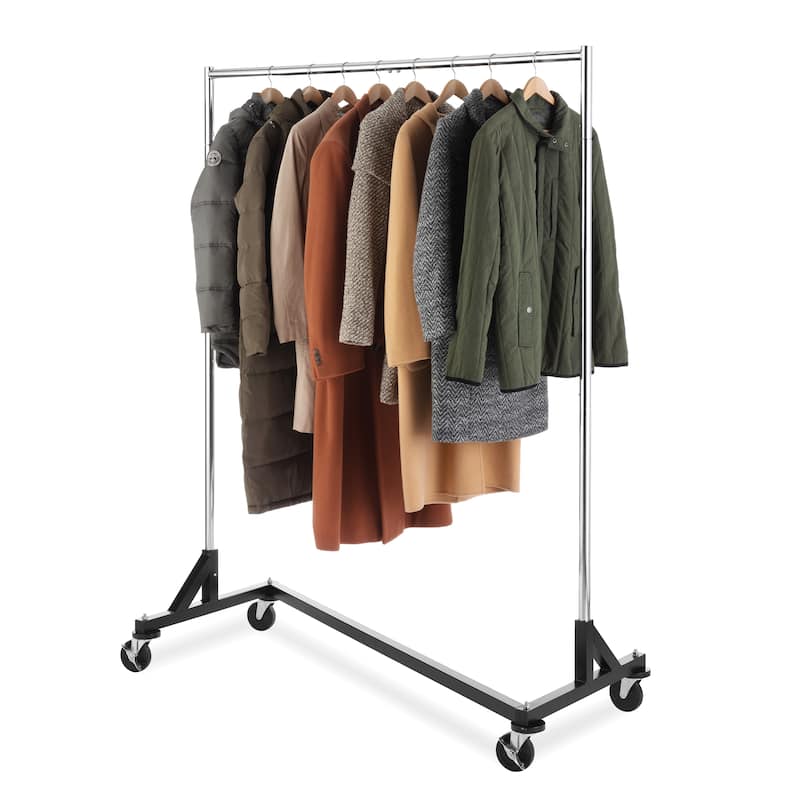 Whitmor Commercial Rolling Garment Z-Rack - Chrome