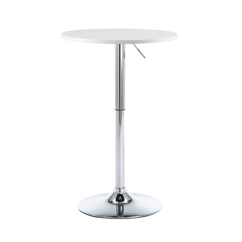 360 Swivel Round Pub Table Height Adjustable Bar Table 27.5-35.6 inches - White and Sliver