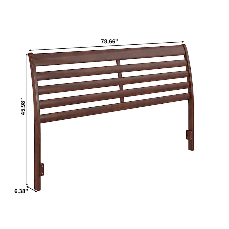 Solid Wood Headboard King Size - Walnut Finish, USB Charger, Modern Bedroom Decor