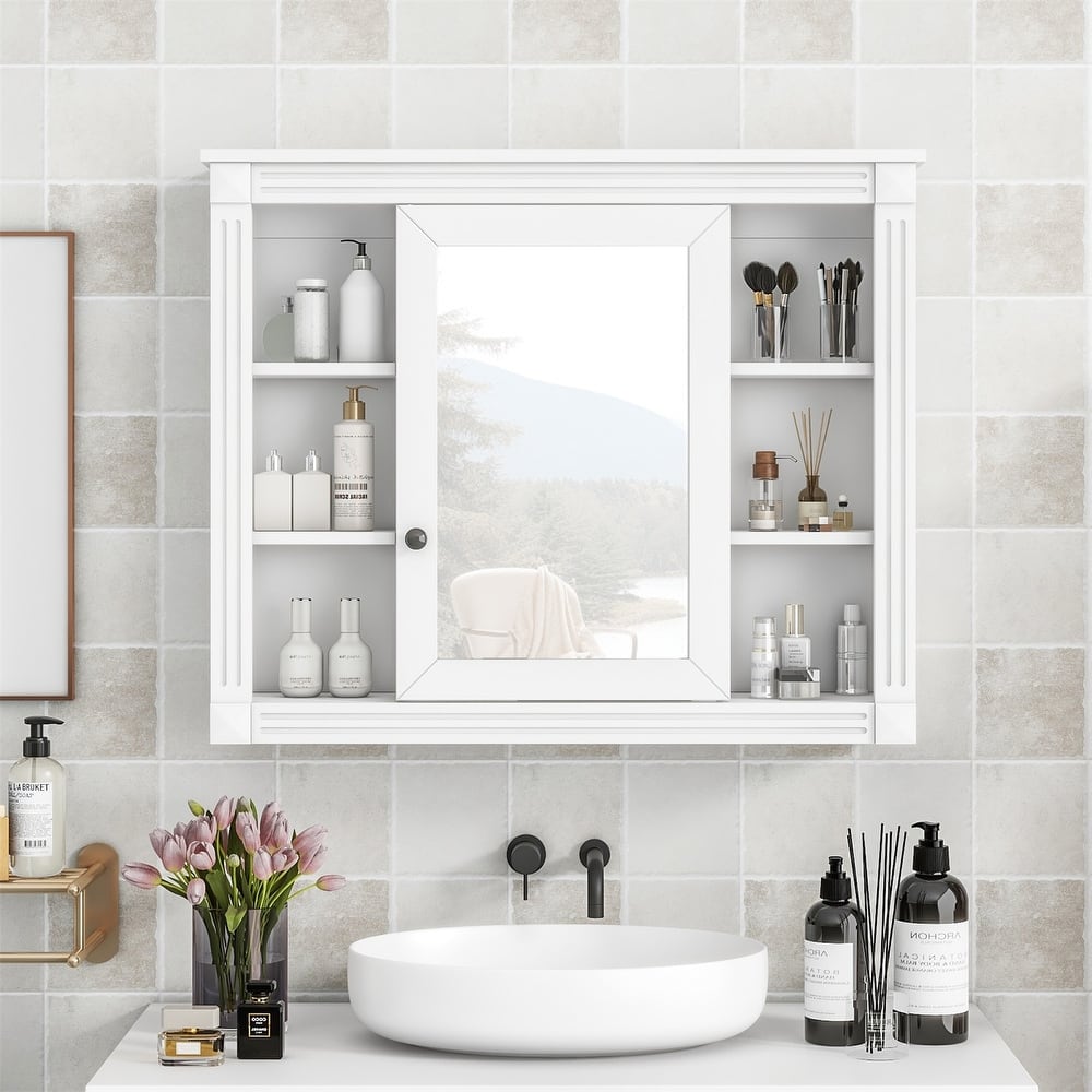 Merax Modern Bathroom Wall Cabinet with Mirror