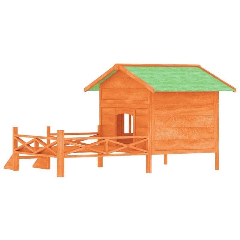 vidaXL Dog Kennel Brown 62.6"x47.2"x34.8" Solid Wood Pine