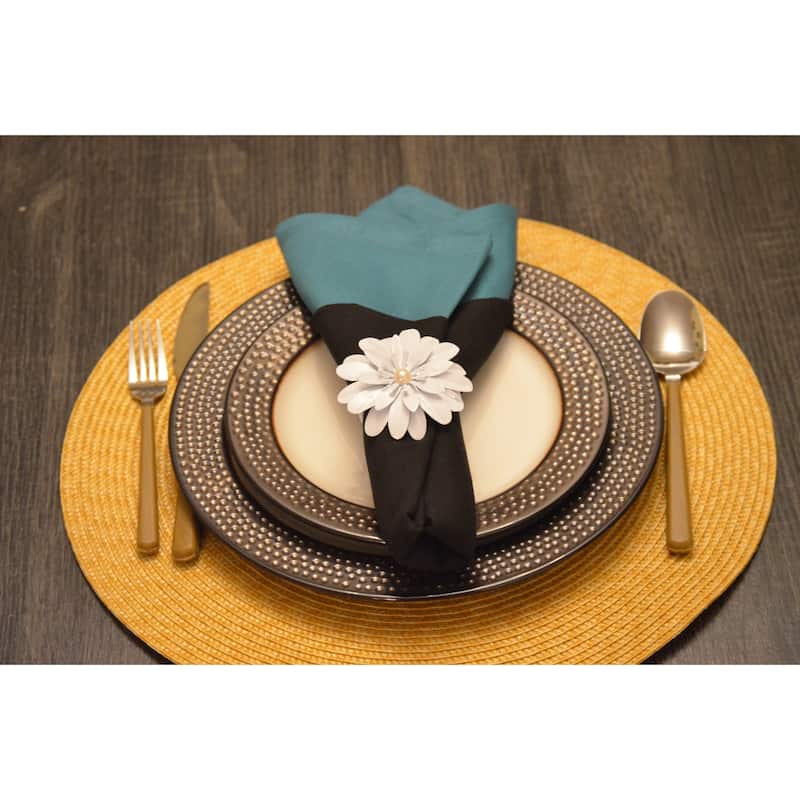 VIBHSA Flower Napkin Rings Set of 12 (White Pearl)