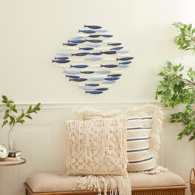 Blue Metal Indoor Outdoor Fish Home Wall Decor
