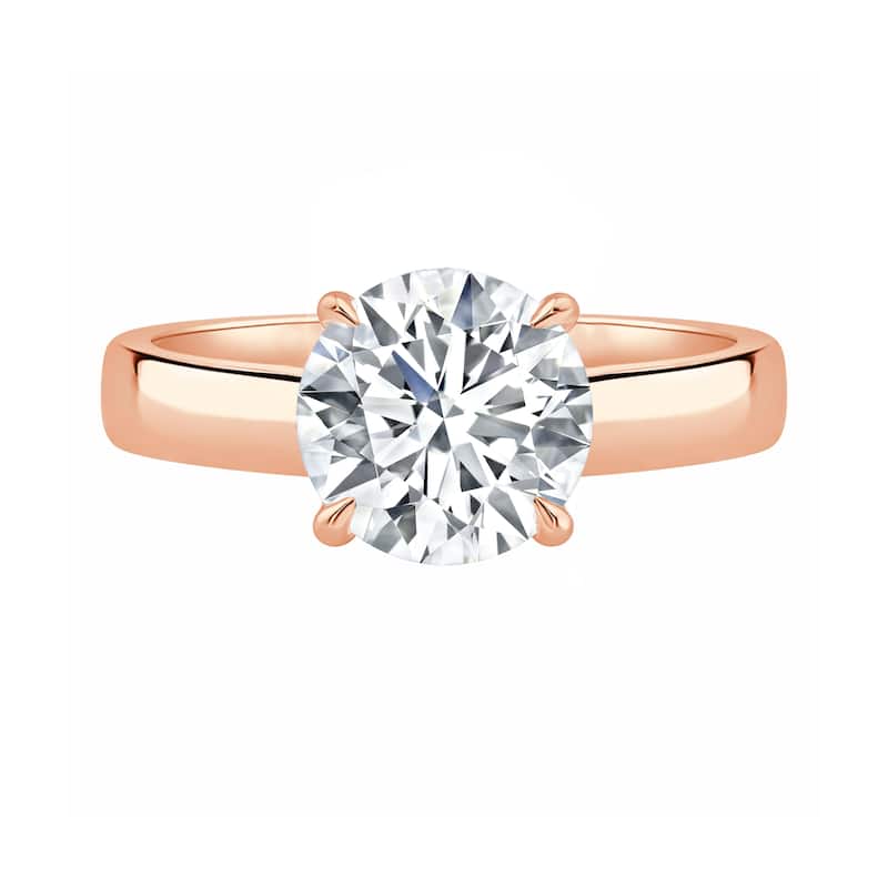 Auriya 14K Gold Round Lab Grown Diamond Cigar Band Engagement Ring 1.00 - 5.00ct. tw. (F-G, VS)