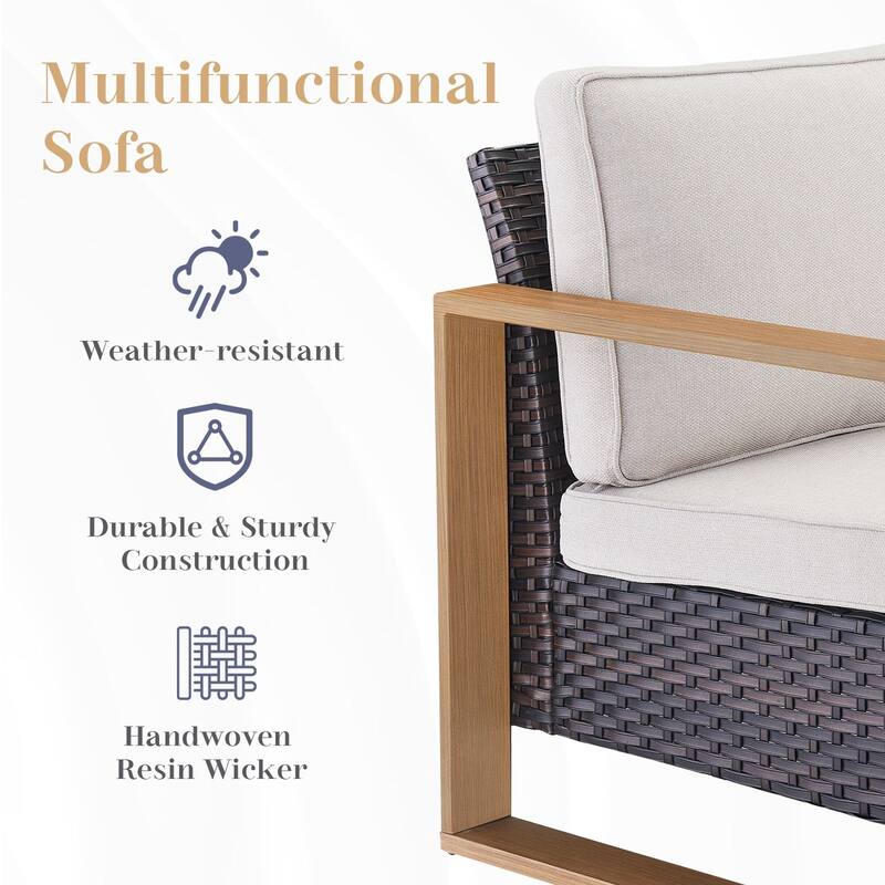 Pocassy Outdoor Sofa Patio Swivel Chair Funiture Set