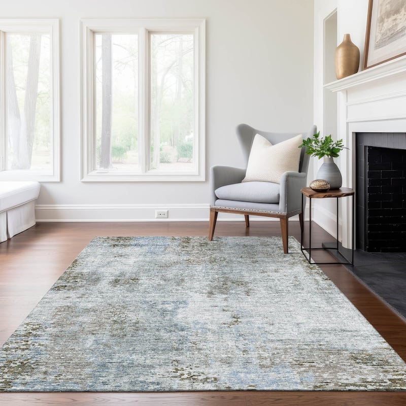 Machine Washable Indoor/ Outdoor Chantille Abstract Modern Rug